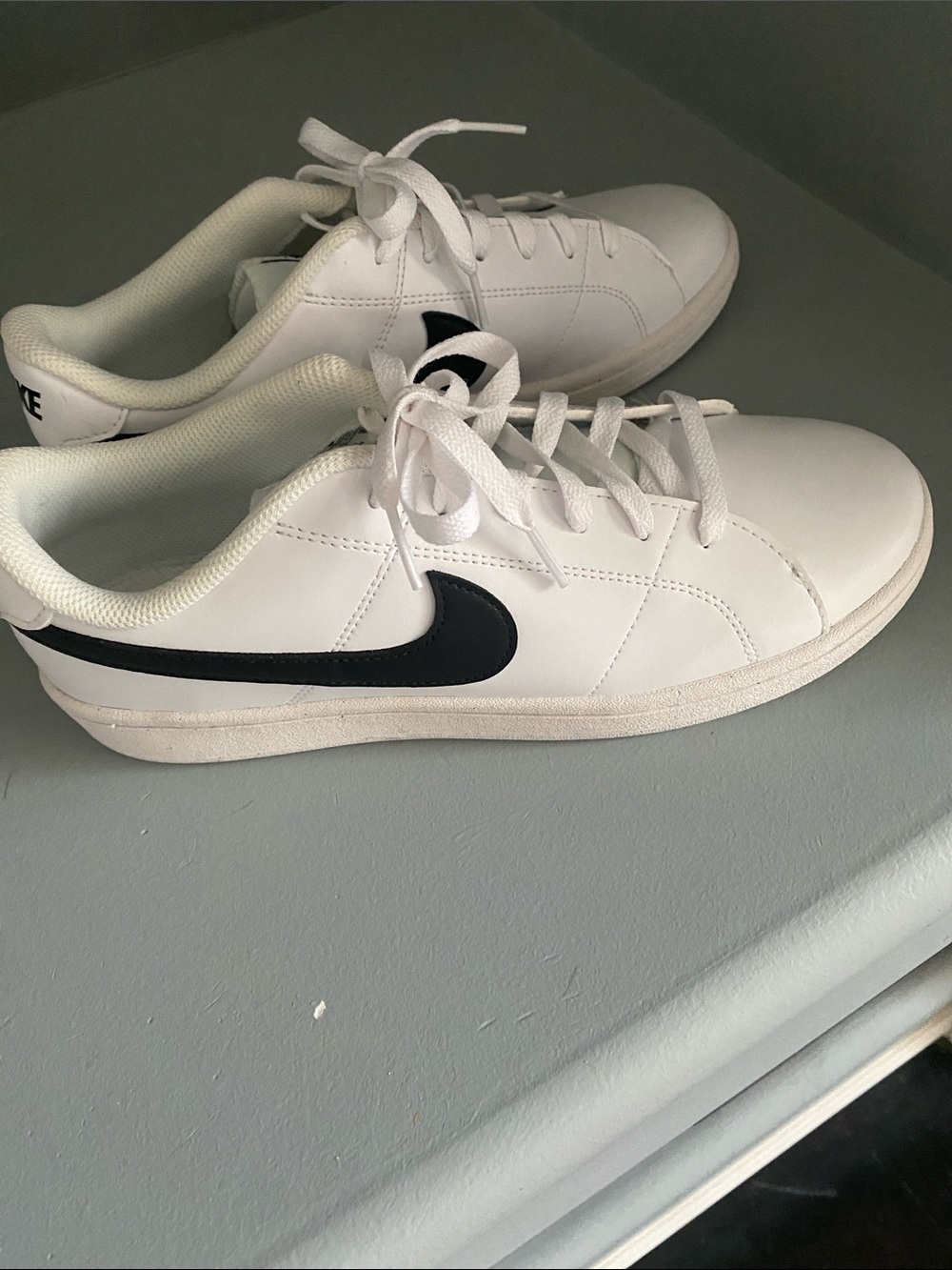 Nike White and Black Low-Top Court Sneakers